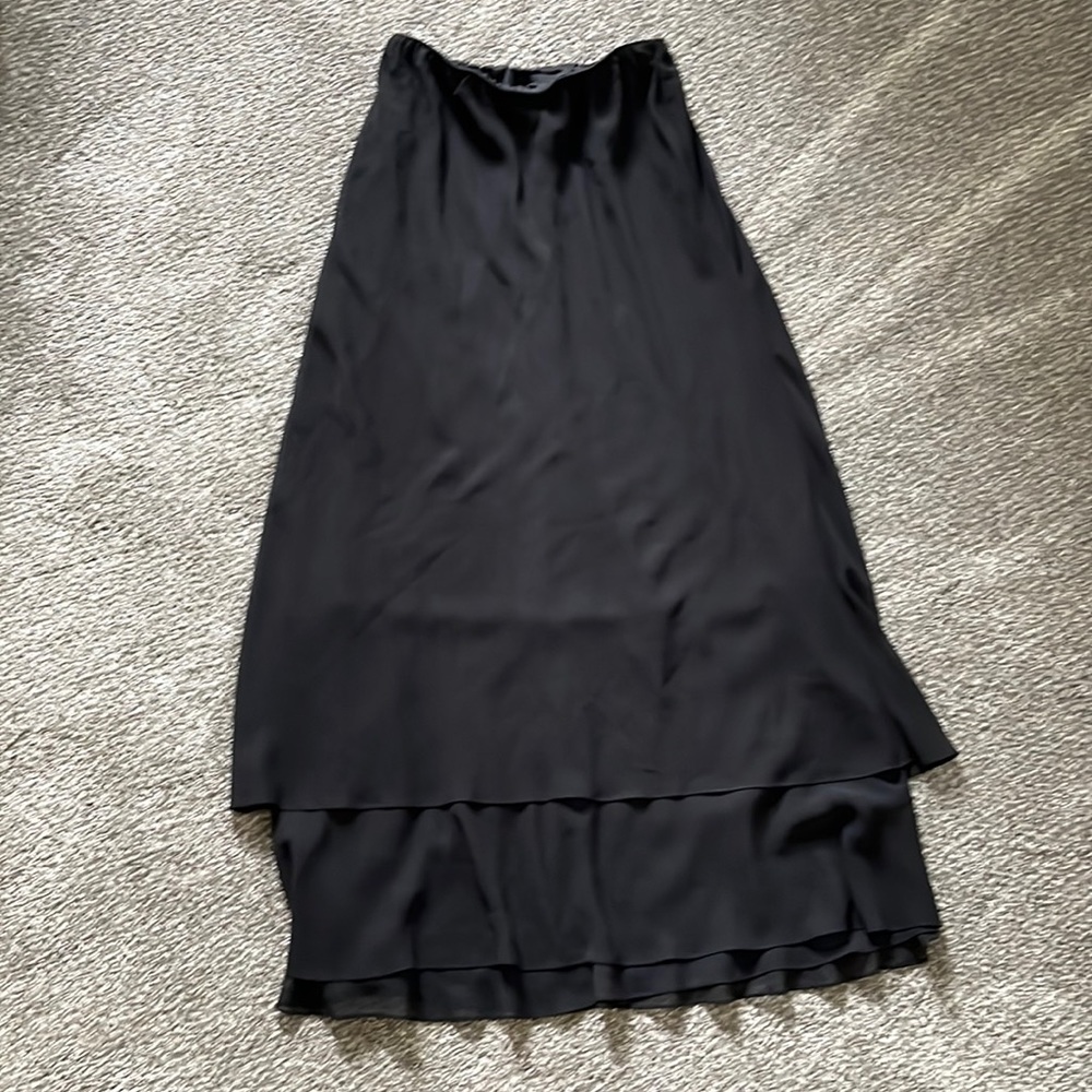 Alex Evenings long black chiffon skirt size Small